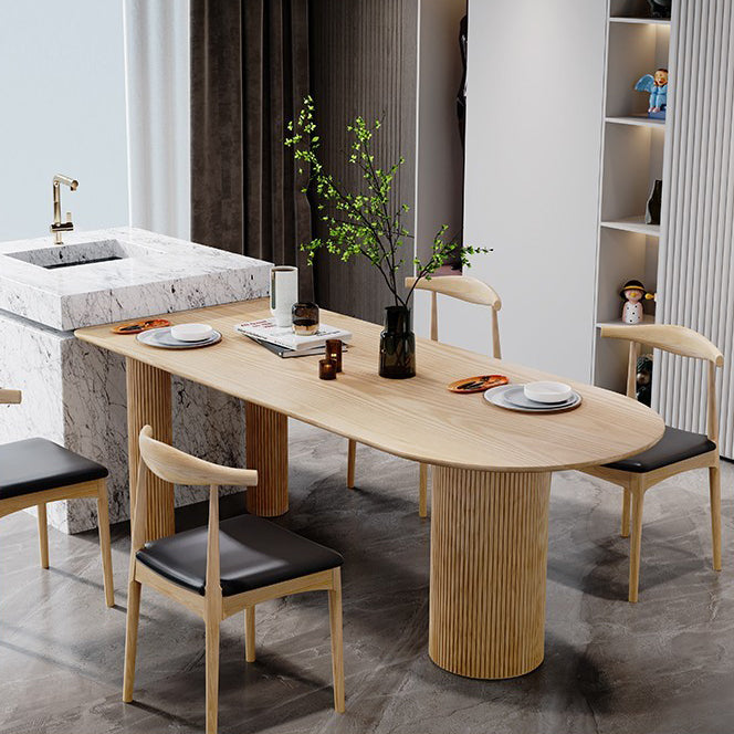 Solid Wood Contemporary Free Form Indoor Table Wood Top Table for Dining Room and Kitchen