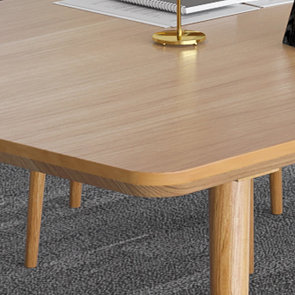 Contemporary Kitchen Khaki Dining Table Solid Wood Rectangle Dining Table with 4 Legs Base