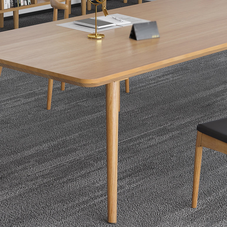 Contemporary Kitchen Khaki Dining Table Solid Wood Rectangle Dining Table with 4 Legs Base