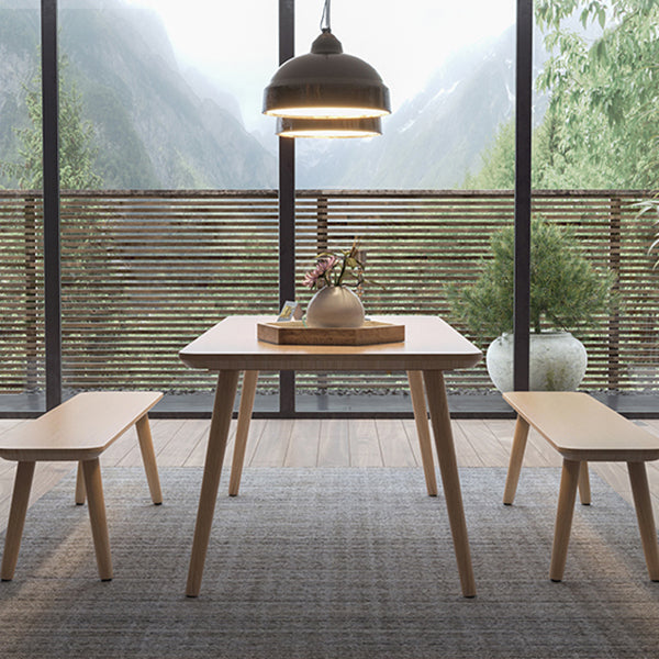 Contemporary Kitchen Khaki Dining Table Solid Wood Rectangle Dining Table with 4 Legs Base