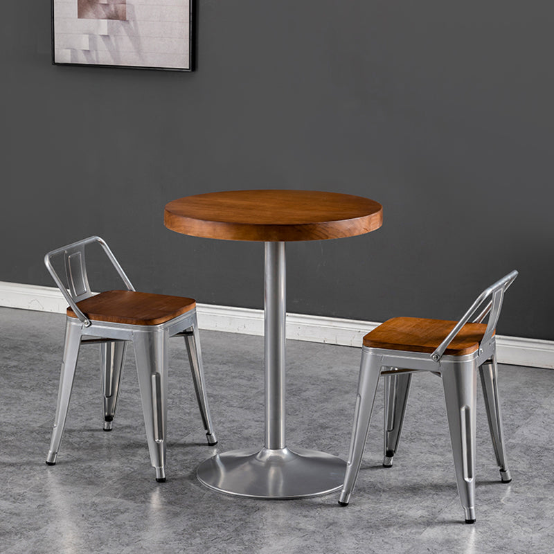 Industrial Style Solid Wood Dining Table Brown Table with Metal Base for Dinning Room