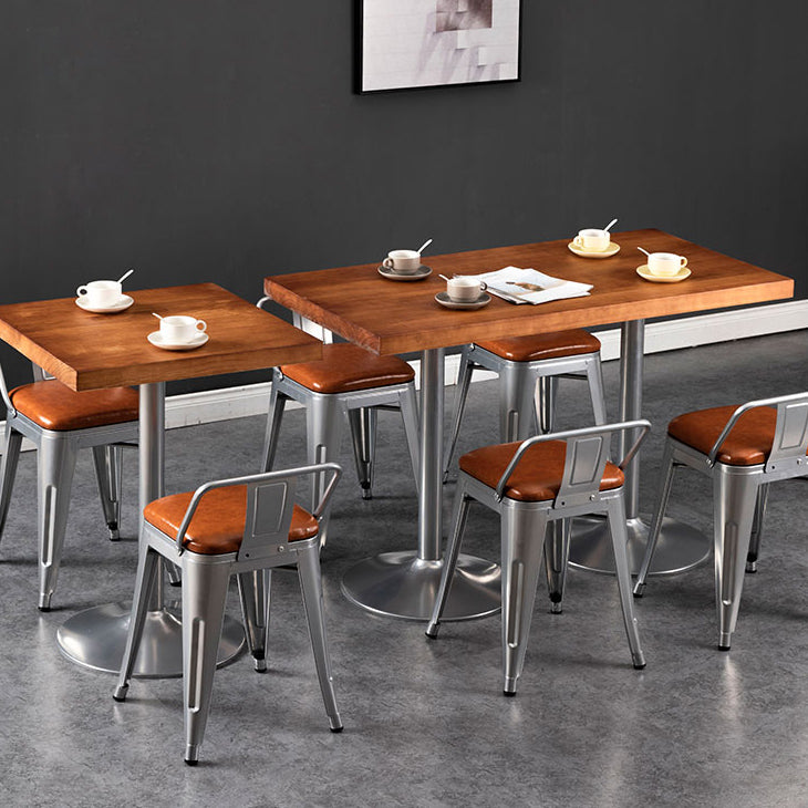 Industrial Style Solid Wood Dining Table Brown Table with Metal Base for Dinning Room