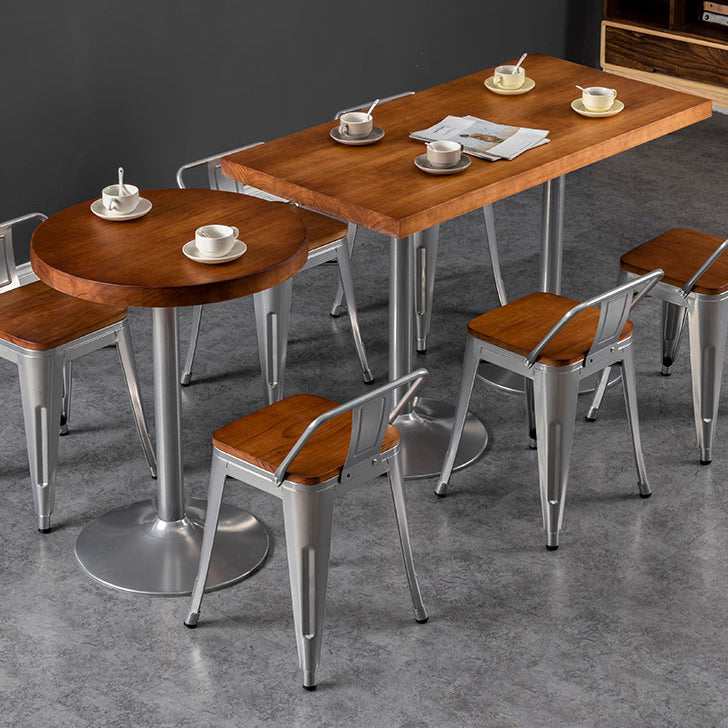 Industrial Style Solid Wood Dining Table Brown Table with Metal Base for Dinning Room