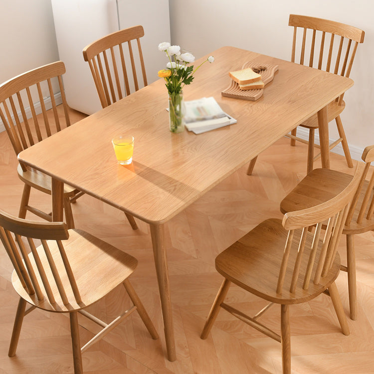 Rectangle Oak Wood Dining Table Modern Table in Nature with Double Pedestal