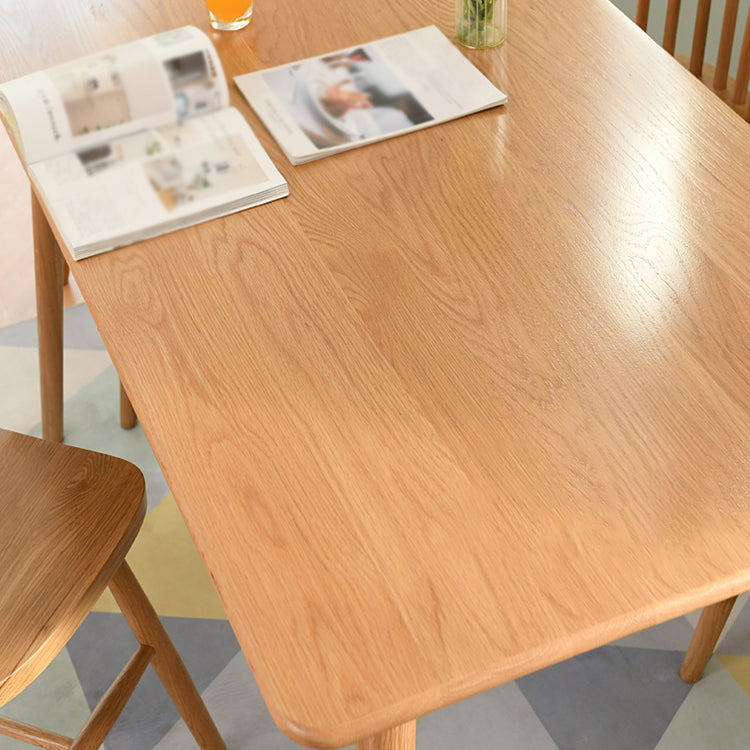 Rectangle Oak Wood Dining Table Modern Table in Nature with Double Pedestal
