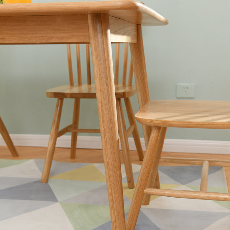 Rectangle Oak Wood Dining Table Modern Table in Nature with Double Pedestal
