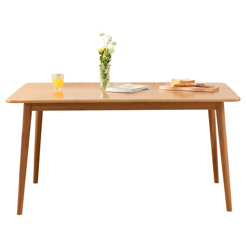 Rectangle Oak Wood Dining Table Modern Table in Nature with Double Pedestal