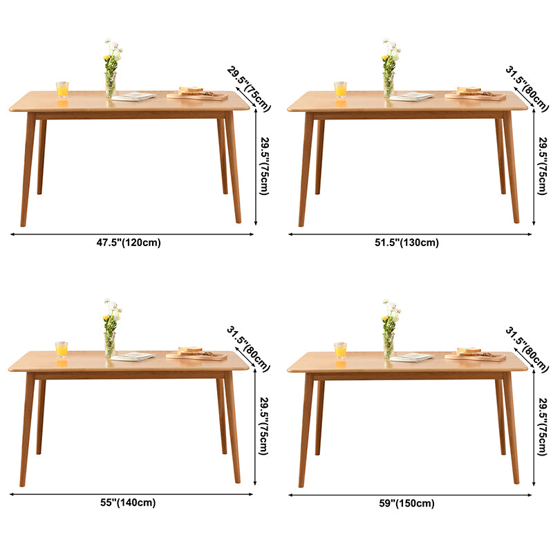 Rectangle Oak Wood Dining Table Modern Table in Nature with Double Pedestal