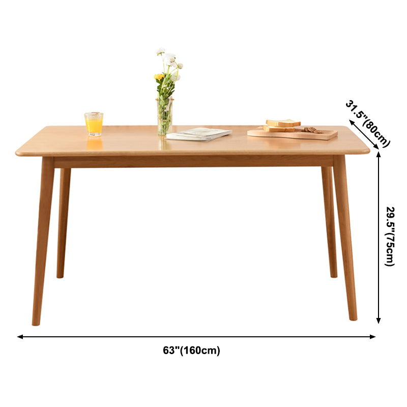 Rectangle Oak Wood Dining Table Modern Table in Nature with Double Pedestal