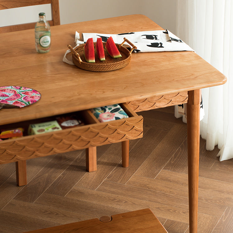 Simplicity Rectangle 4-foot Home Furniture Solid Wood Dining Table with Drawer