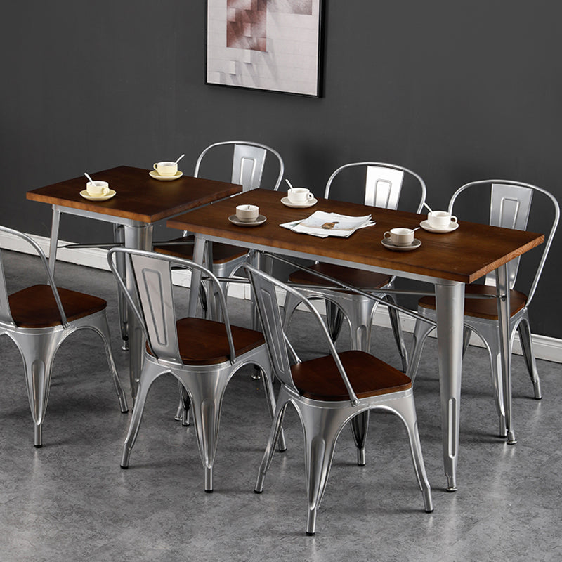 Mesa de comedor de madera maciza de estilo industrial Mesa de comedor con base de metal para comedor