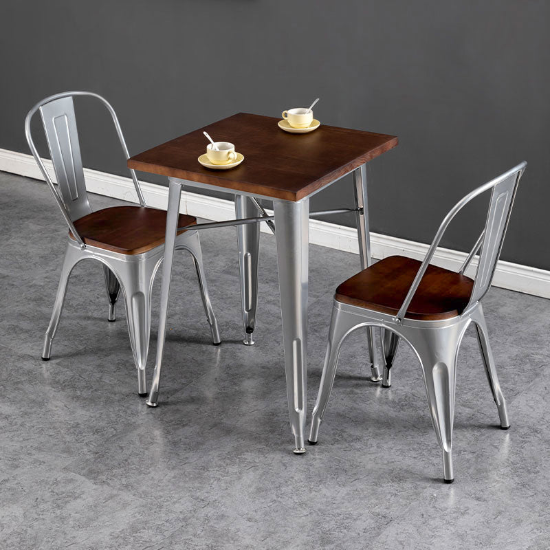 Mesa de comedor de madera maciza de estilo industrial Mesa de comedor con base de metal para comedor