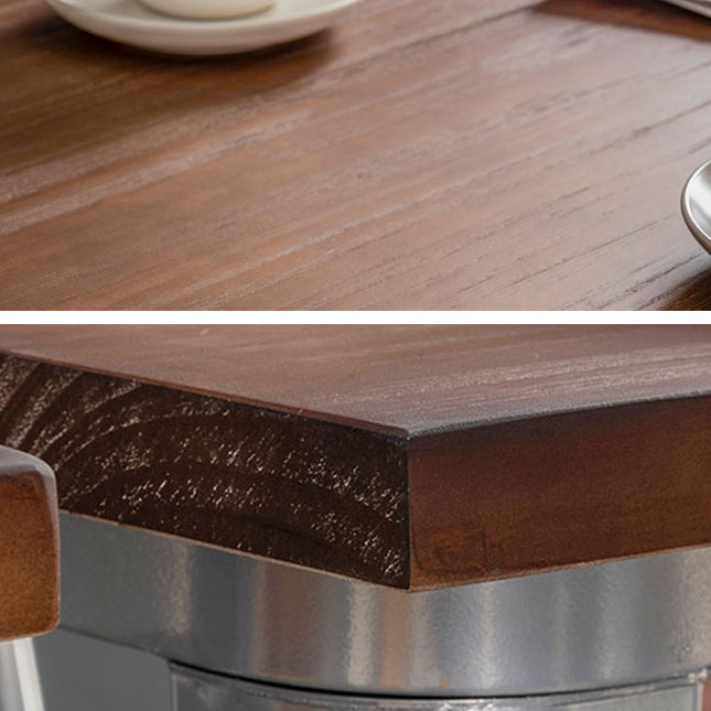 Mesa de comedor de madera maciza de estilo industrial Mesa de comedor con base de metal para comedor