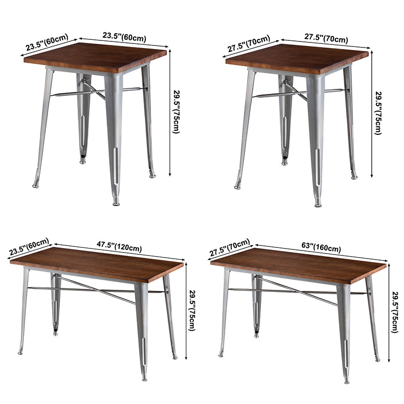 Mesa de comedor de madera maciza de estilo industrial Mesa de comedor con base de metal para comedor