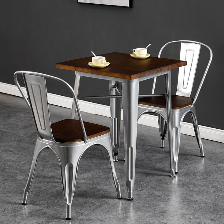 Mesa de comedor de madera maciza de estilo industrial Mesa de comedor con base de metal para comedor