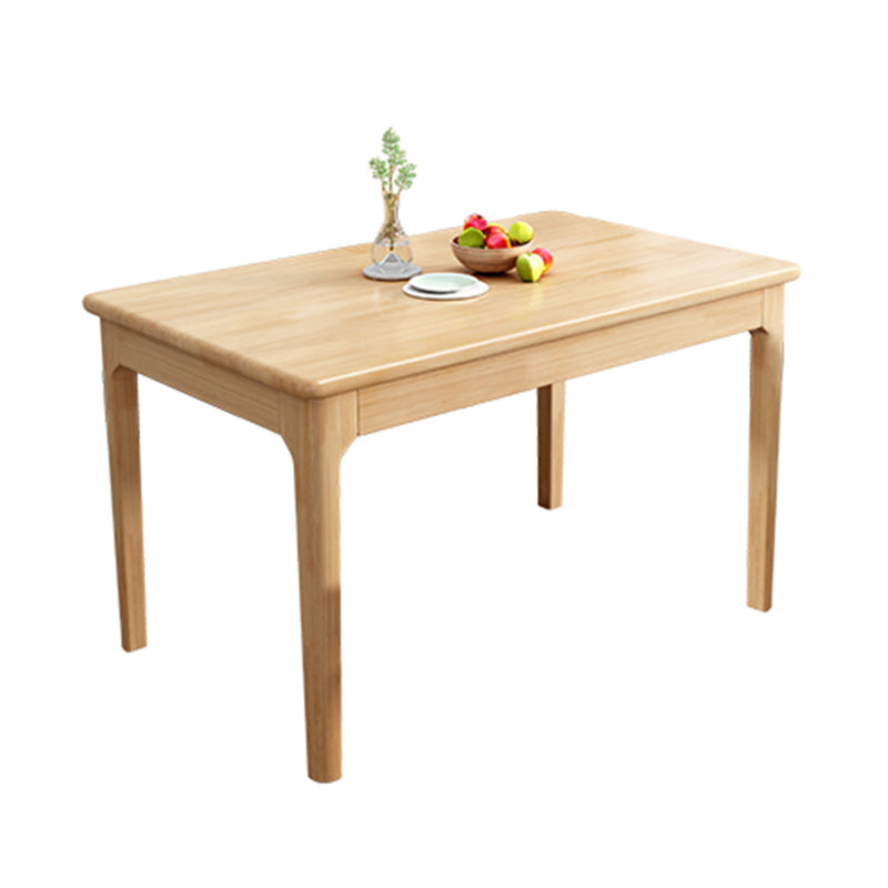 Rubberwood Dining Table Rectangle Solid Wood 4 Legs Wood Base Table for Home