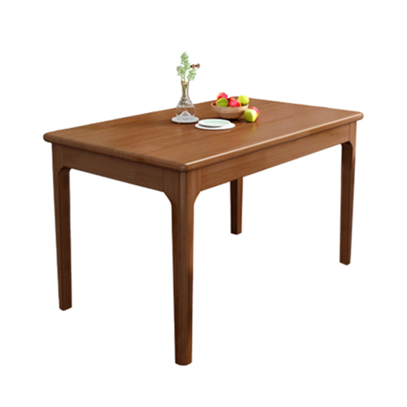Rubberwood Dining Table Rectangle Solid Wood 4 Legs Wood Base Table for Home