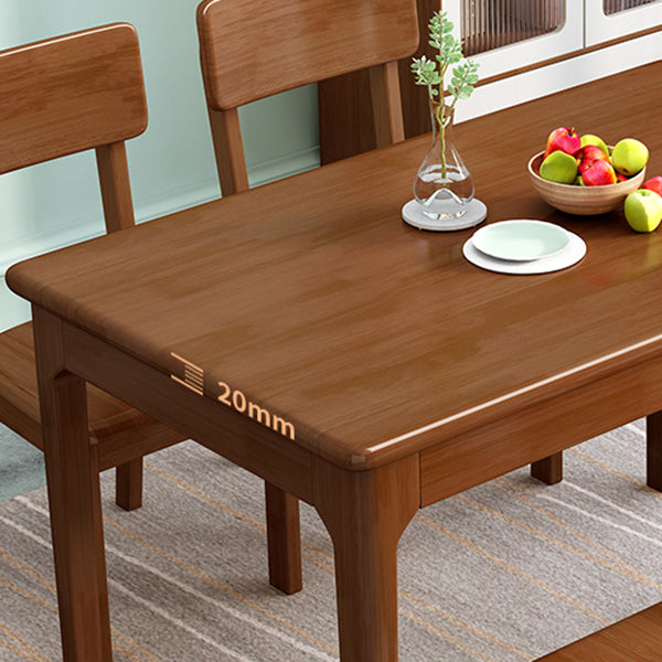 Rubberwood Dining Table Rectangle Solid Wood 4 Legs Wood Base Table for Home