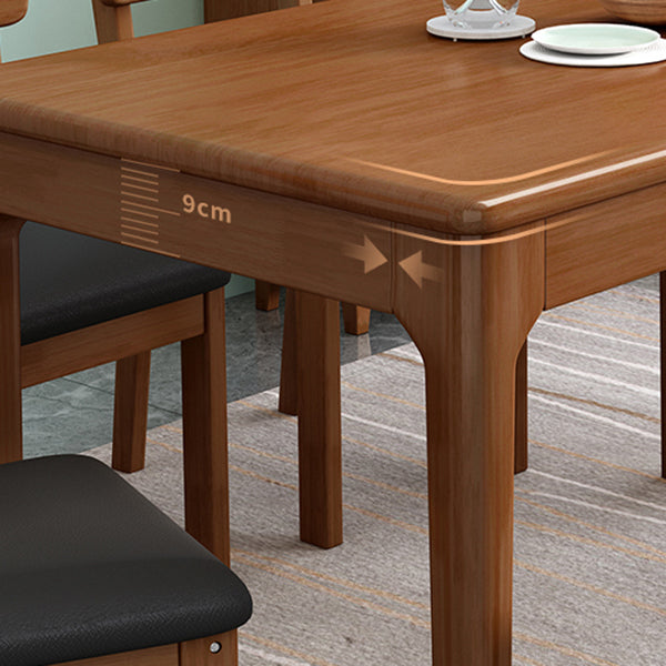 Rubberwood Dining Table Rectangle Solid Wood 4 Legs Wood Base Table for Home
