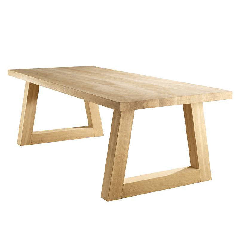 Rectangle Wood Dining Table Modern Pine Table in Nature with Double Pedestal
