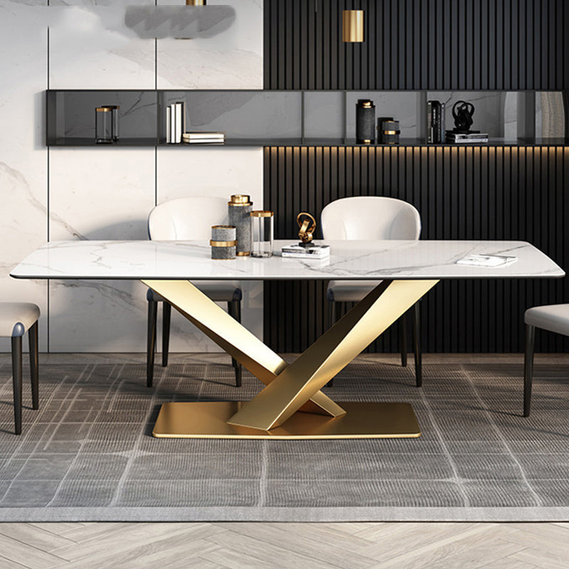 Table de luxe traditionnelle Rectangle Piedestal Casual Dining Table pour la maison