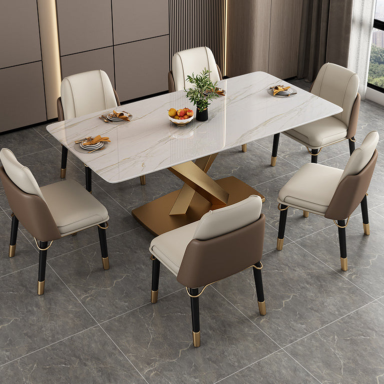 Table de luxe traditionnelle Rectangle Piedestal Casual Dining Table pour la maison