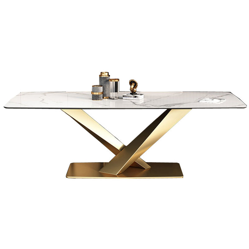 Table de luxe traditionnelle Rectangle Piedestal Casual Dining Table pour la maison