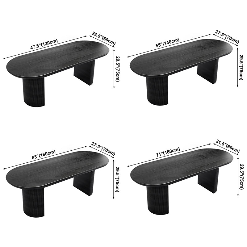 Table ovale contemporaine en bois massif table en bois noir pour salle à manger