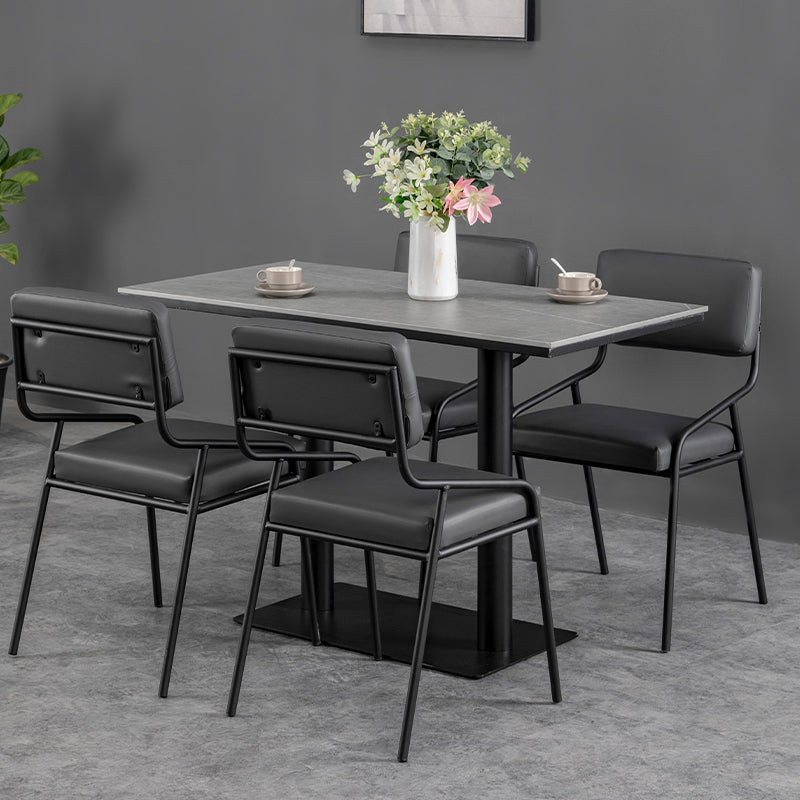 Industrial Dining Room Table Sintered Stone Table with Black Base for Home Kitchen Dinner