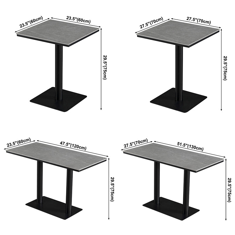 Industrial Dining Room Table Sintered Stone Table with Black Base for Home Kitchen Dinner