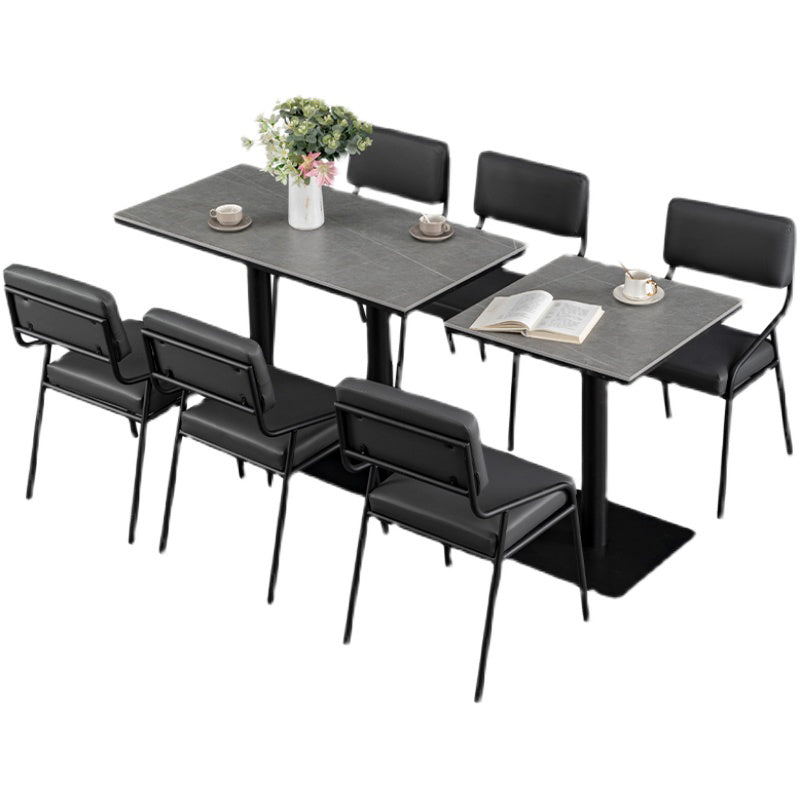 Industrial Dining Room Table Sintered Stone Table with Black Base for Home Kitchen Dinner