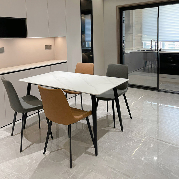 Simple Home Sintered Stone Dining Table Rectangle Shape Dining Table with 4 Legs Base