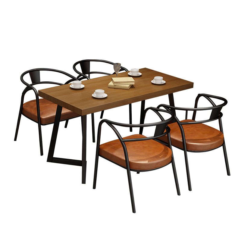 Industrial Massivholz Esstisch Brauner Tisch mit Metallbasis für Esszimmer