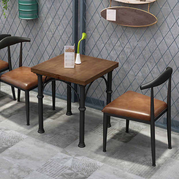 Industrial Massivholz Esstisch Brauner Tisch mit Metallbasis für Esszimmer