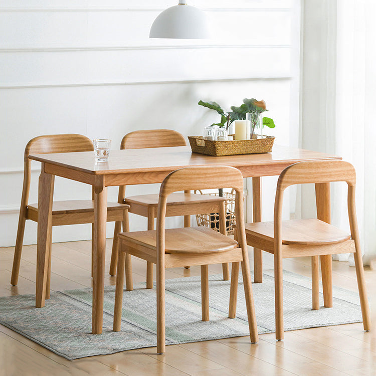 Mesa de comedor de madera maciza de estilo contemporáneo, mesa rectangular con base de madera de 4 patas para el hogar