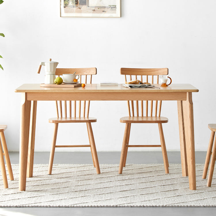 Mesa de comedor de madera maciza de estilo contemporáneo, mesa rectangular con base de madera de 4 patas para el hogar