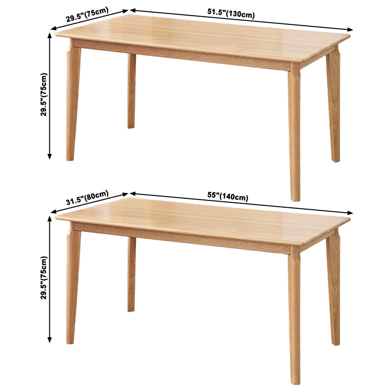 Mesa de comedor de madera maciza de estilo contemporáneo, mesa rectangular con base de madera de 4 patas para el hogar