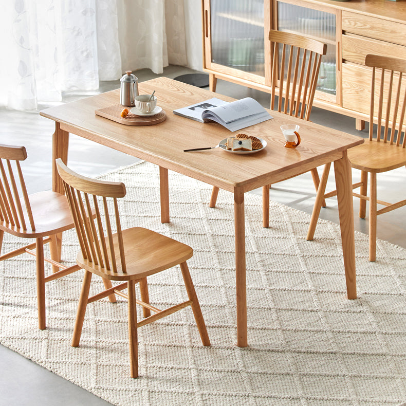 Mesa de comedor de madera maciza de estilo contemporáneo, mesa rectangular con base de madera de 4 patas para el hogar