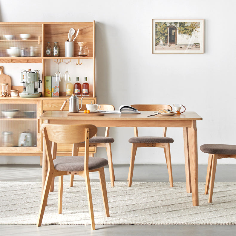 Mesa de comedor de madera maciza de estilo contemporáneo, mesa rectangular con base de madera de 4 patas para el hogar