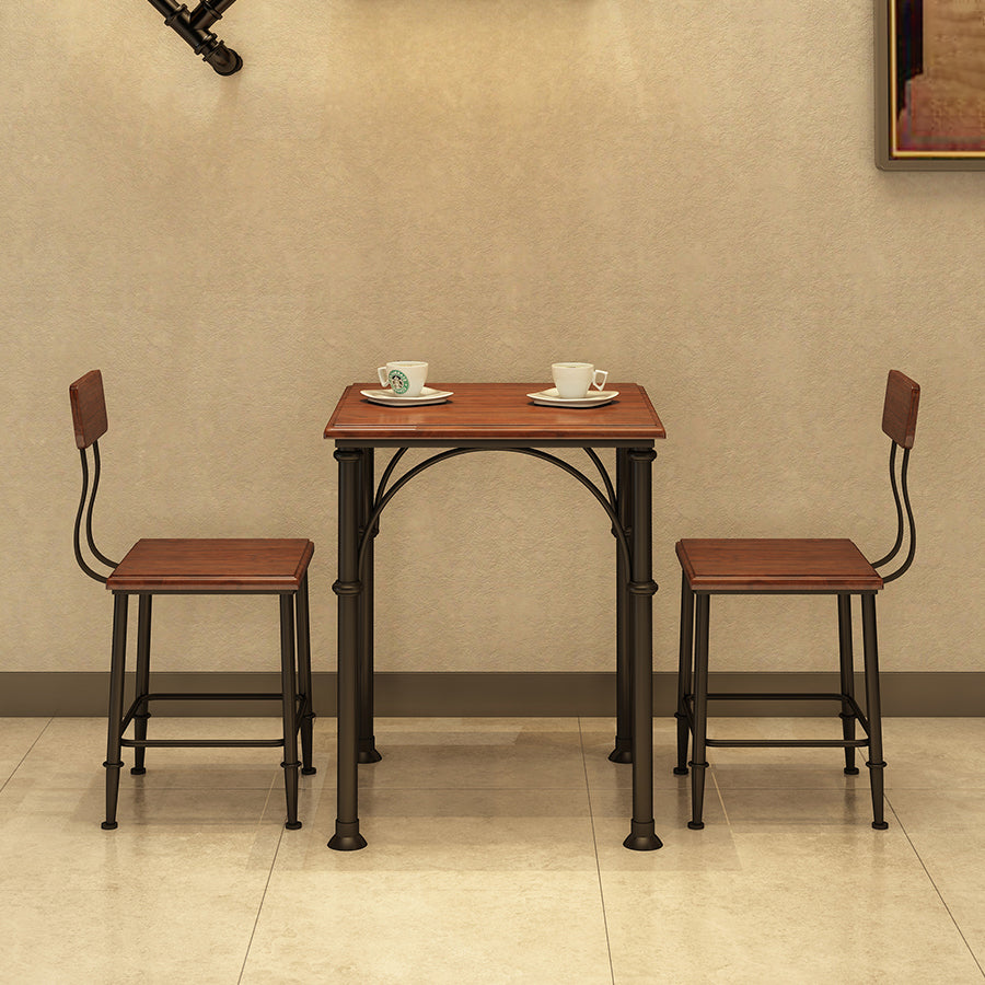 Industrial Style Solid Wood Dining Table Brown Square Table with 4 Legs for Dinning Room