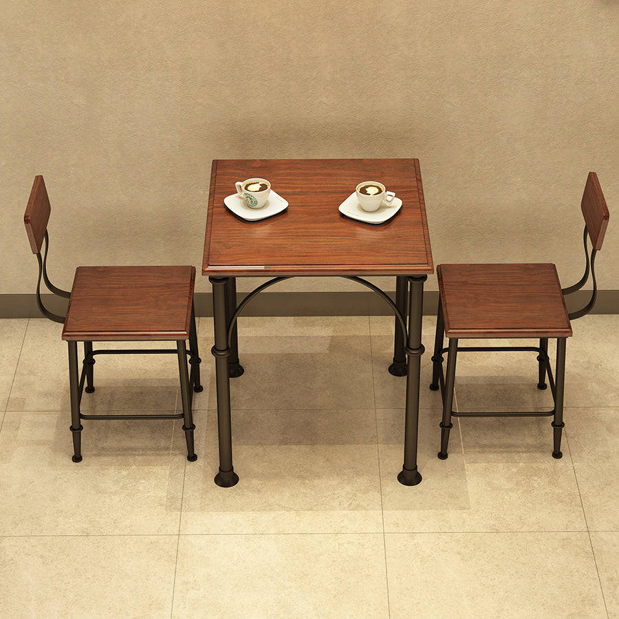 Industrial Style Solid Wood Dining Table Brown Square Table with 4 Legs for Dinning Room