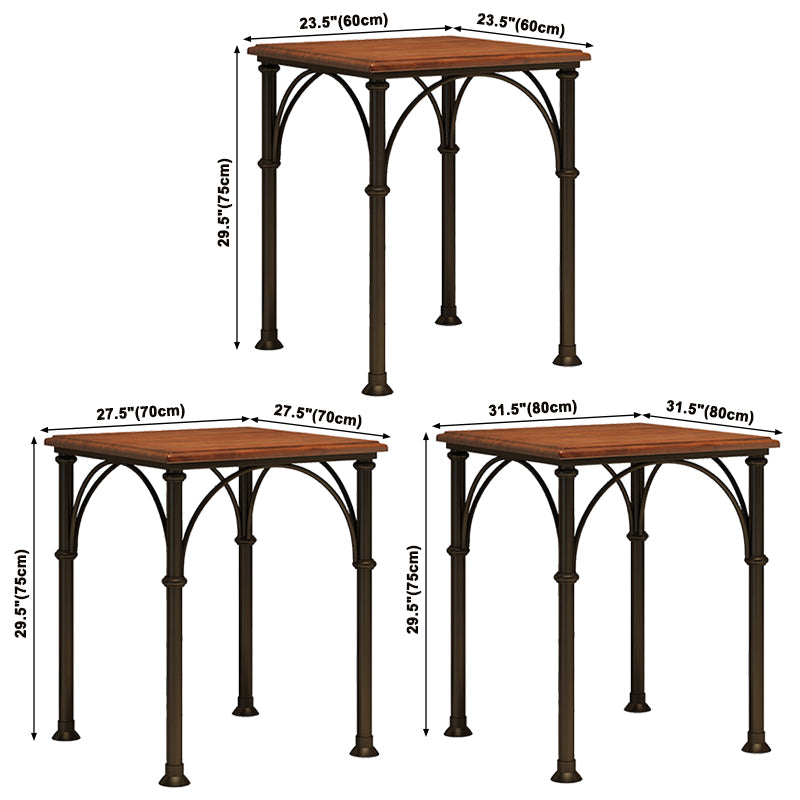 Industrial Style Solid Wood Dining Table Brown Square Table with 4 Legs for Dinning Room