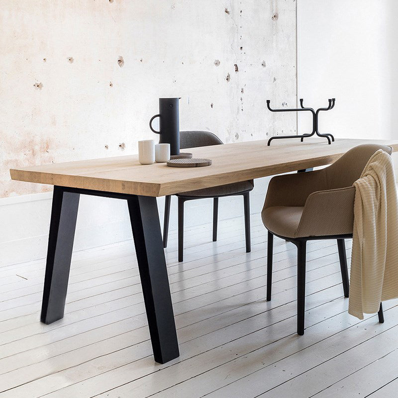 Rectangle 4 jambes Table à manger industrielle Couleur en bois Tableau fixe de bois massif
