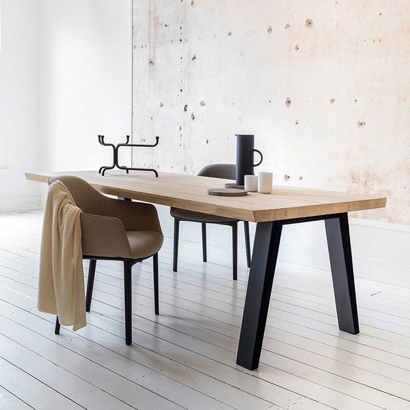 Rectangle 4 jambes Table à manger industrielle Couleur en bois Tableau fixe de bois massif