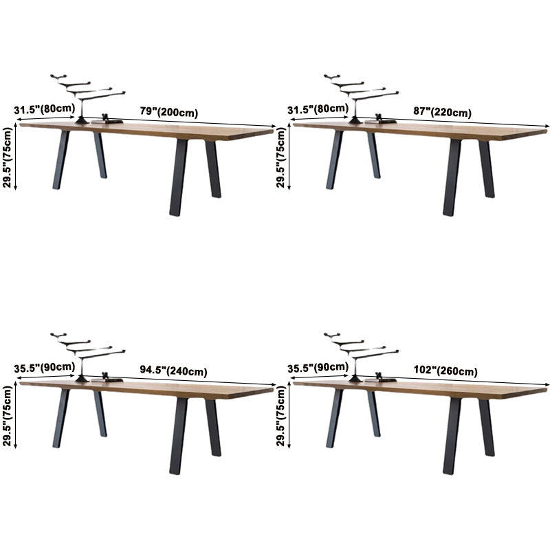 Rectangle 4 jambes Table à manger industrielle Couleur en bois Tableau fixe de bois massif