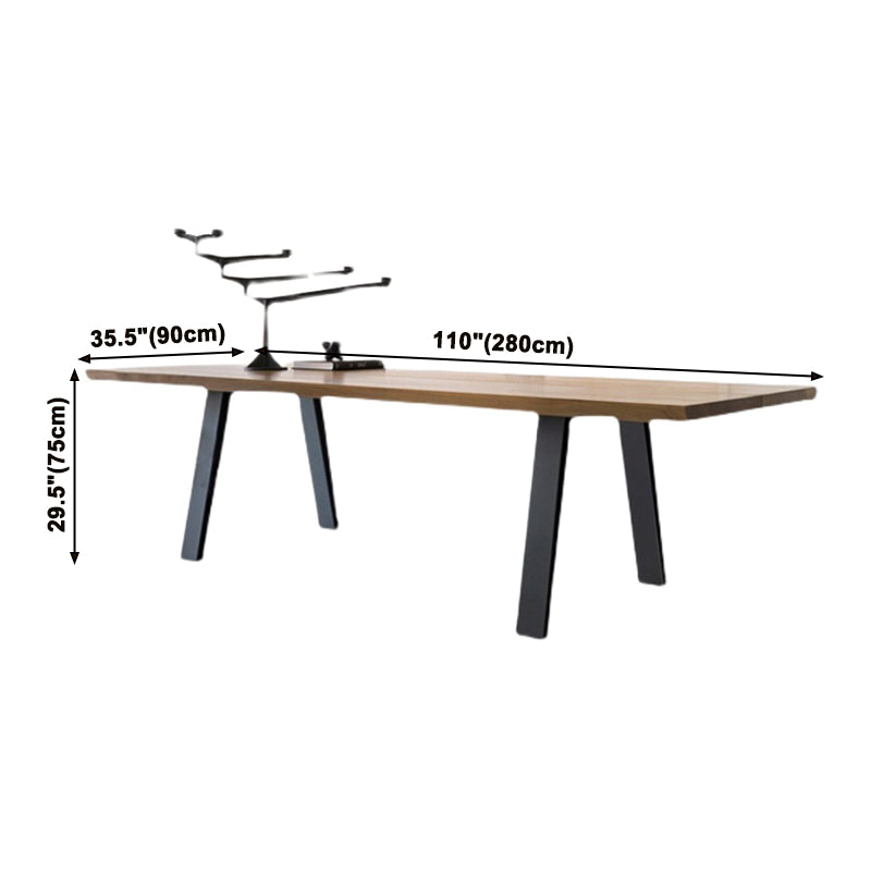 Rectangle 4 jambes Table à manger industrielle Couleur en bois Tableau fixe de bois massif