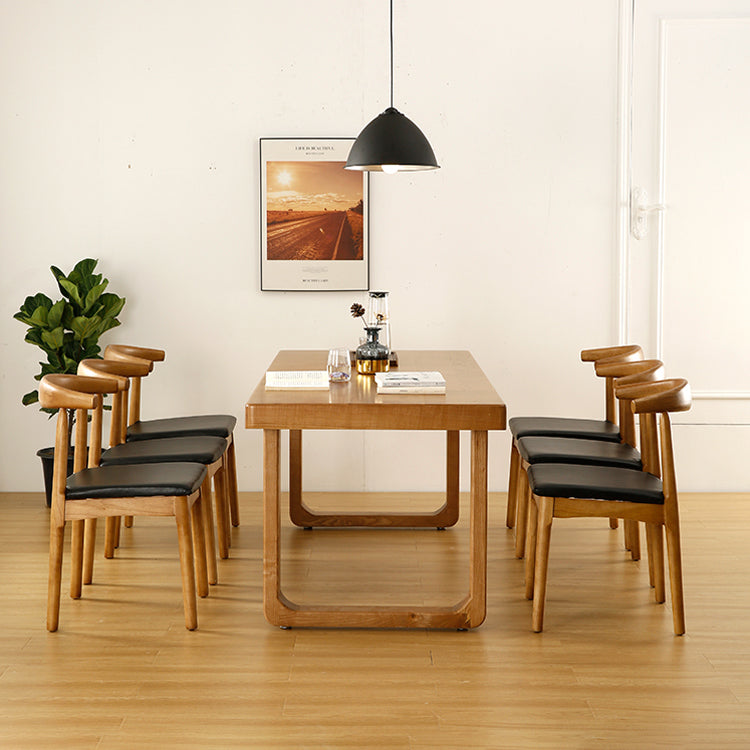 Rectangle Sled Base Dining Site Table Solid Wood Dining Room Collection for Indoor