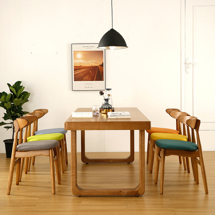 Rectangle Sled Base Dining Site Table Solid Wood Dining Room Collection for Indoor