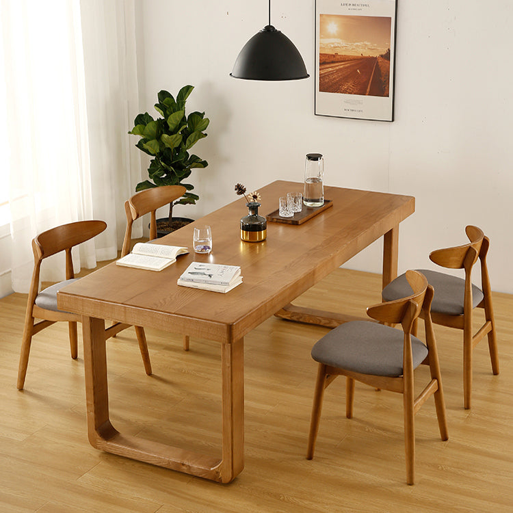 Rectangle Sled Base Dining Site Table Solid Wood Dining Room Collection for Indoor