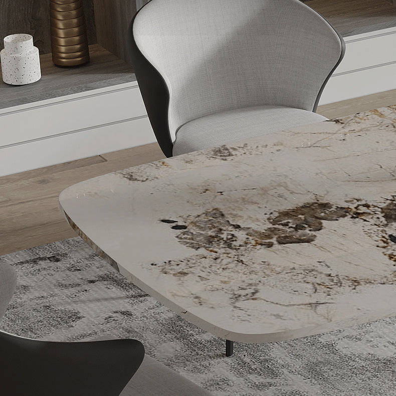 Sintered Stone Top Esstisch Rechtecktisch mit metallschwarzer Sockelbasis